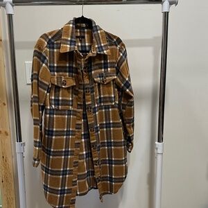 Plaid Button-Up Utility Jacket